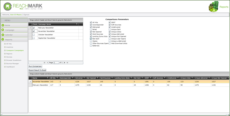 Campaigns Comparison Report